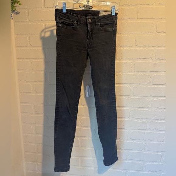 All Saints jeans black faded distressed skinny zipper ankles - Picture 2 of 10